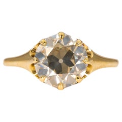 Anillo de compromiso redondo de oro amarillo de 18 quilates con un diamante «Old European» de 3,44 quilates, certificado por el IGI