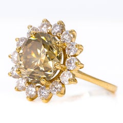 Ring - 18 kt. Yellow gold - 7.42ct. tw. Diamond (Natural coloured) - IGI