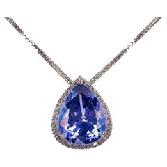Collar con colgante - 14 kt. Oro blanco - 5.63 ct. tw. Tanzanita - IGI