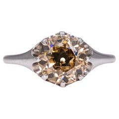 18k White gold 3.18ct Old European Diamond Solitaire Round Engagement Ring IGI
