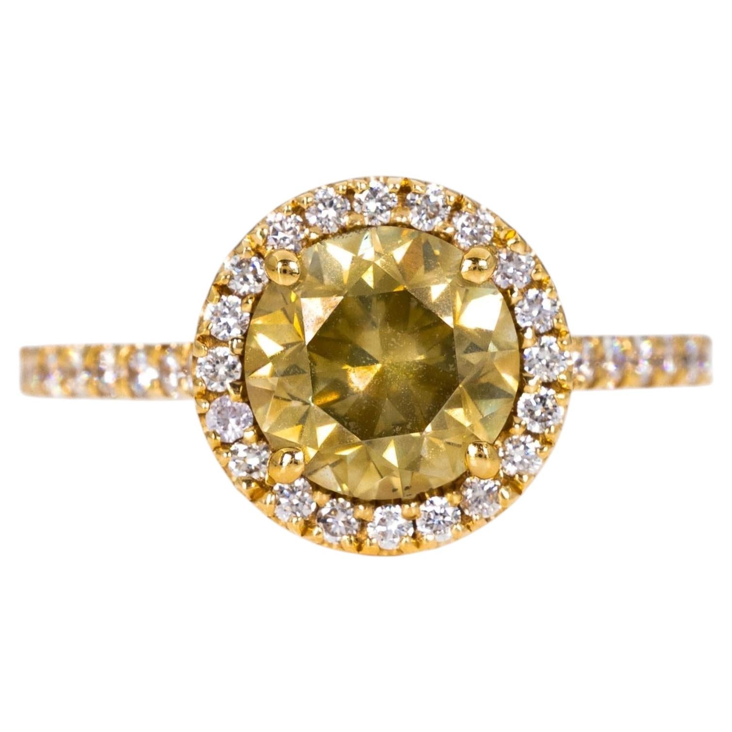 Anello - 18 kt. Oro giallo - 2.41 carati. Diamante (colore naturale) - IGI