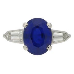 3.75 Cts Unenhanced Royal Blue Burmese Sapphire and Diamond Ring 1