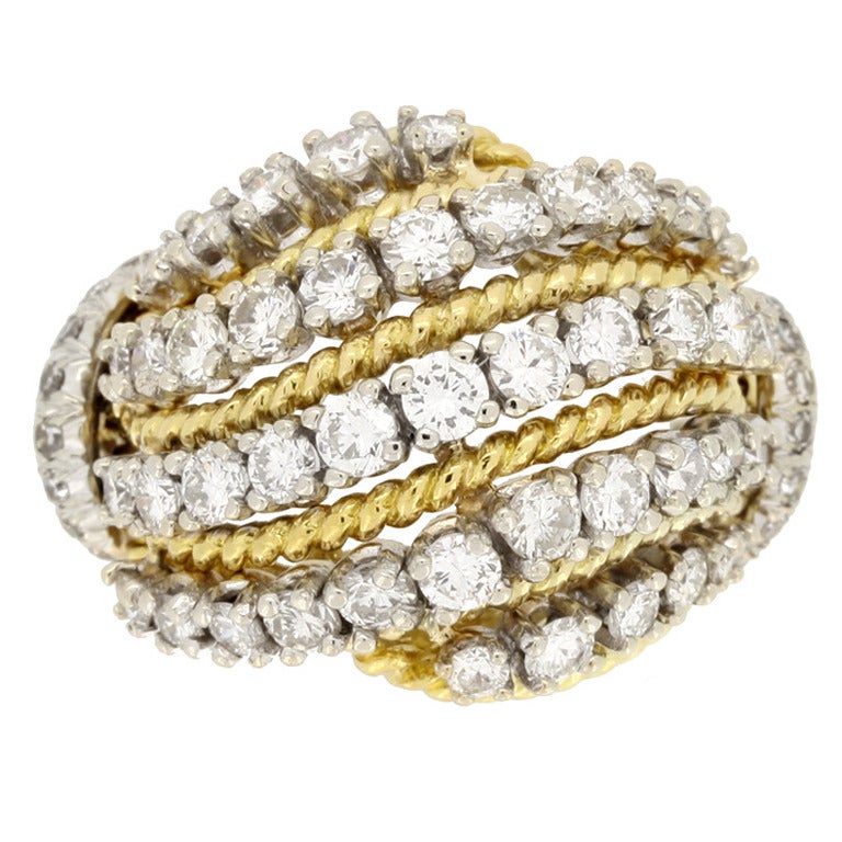 Van Cleef & Arpels Diamond Gold Cocktail Ring circa 1960