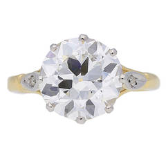 3.97 Carat E Color Edwardian Diamond Set Solitaire Ring 12
