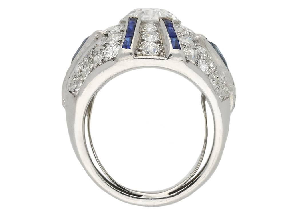 sapphire & diamond 1925 deco ring