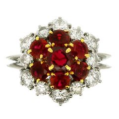 Boucheron Ruby Diamond Platinum Cluster Ring 2