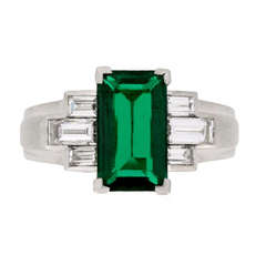 Gubelin Colombian Natural Unenhanced emerald and diamond ring, circa 1943. 10