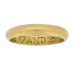 Museum Quality Antique Gold Posy Ring "My Heart and Eye Until I Die" 3