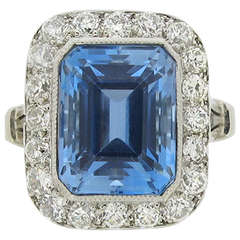 Natural Unenhanced Tiffany & Co. Aquamarine Diamond Cluster Ring 1