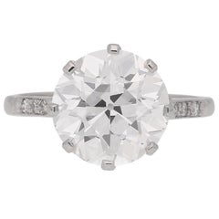 4.62 carat GIA Cert old cut diamond Platinum Solitaire Ring