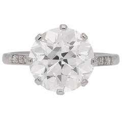 4.62 carat GIA Cert old cut diamond Platinum Solitaire Ring 10