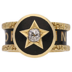 Victorian Enamel Diamond Gold Family Memorial Ring 11