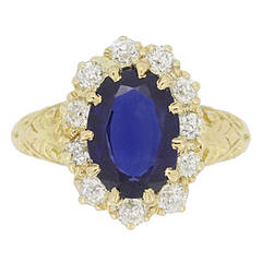 Joseph Harris Antique Natural Burmese Sapphire Diamond Cluster Ring 10