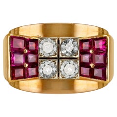 Mauboussin Ruby and Diamond Cocktail Ring, French, circa 1940