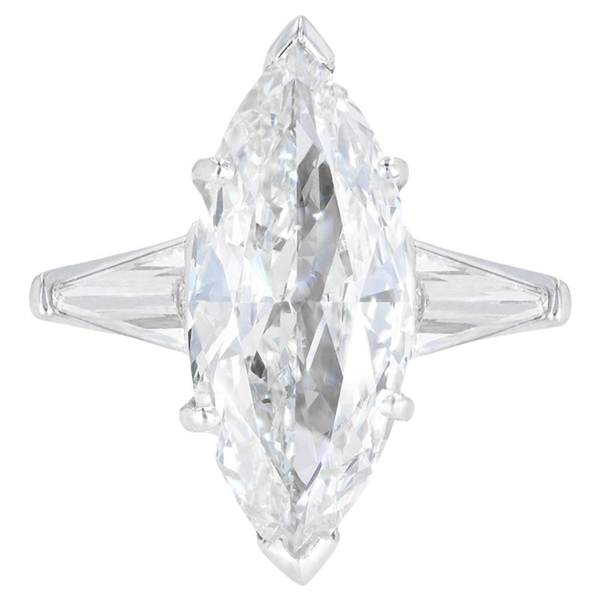 Marquise Shape Diamond Ring, circa 1950 For Sale