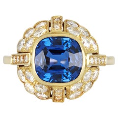 Ceylon Sapphire and Diamond Cluster Ring, 1940