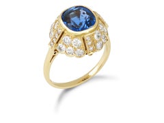 Ceylon Sapphire and Diamond Cluster Ring, 1940