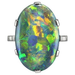 Black opal solitaire ring, circa 1930.