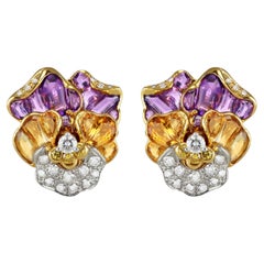 Oscar Heyman Brothers pansy earrings, circa 1960.