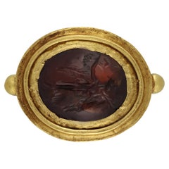 Antique Ancient Roman intaglio Victory ring, circa 1st century AD