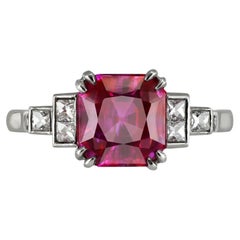 Art deco natural Burmese ruby and diamond ring, circa 1935.