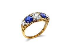 Victorian sapphire and diamond five stone ring, circa 1890
