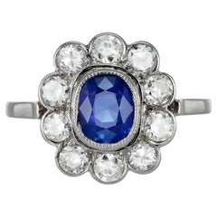 Kashmir sapphire and diamond cluster ring, Austrian, early 20th Century