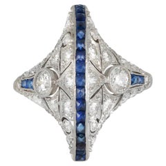 Art Deco Egyptian Revival sapphire and diamond ring, circa 1935.