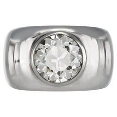 4.22 carat old cut diamond gypsy ring, late 20th Century.