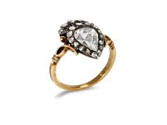 Rose cut diamond cluster ring, Dutch, circa 1830.