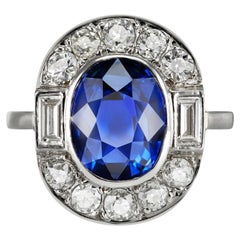 Burmese sapphire and diamond cluster ring, early 20th Century.