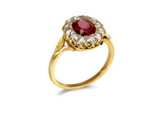 Pigeon blood Burmese ruby and diamond ring, late 19th Century.