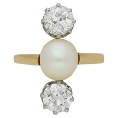 Anello Belle Époque con perla naturale e diamanti, primi anni del XX secolo.