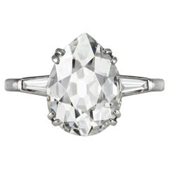 Chaumet Solitärring mit einem 5,00-Karat-Diamanten in Tropfenform, französisch, Anfang des 20. Jahrhunderts.
