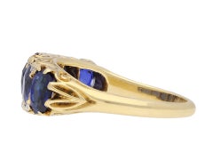 Victorian Burmese Sapphire five stone ring, circa 1900.
