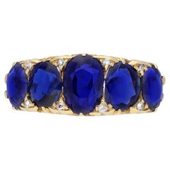 Victorian Burmese Sapphire five stone ring, circa 1900.