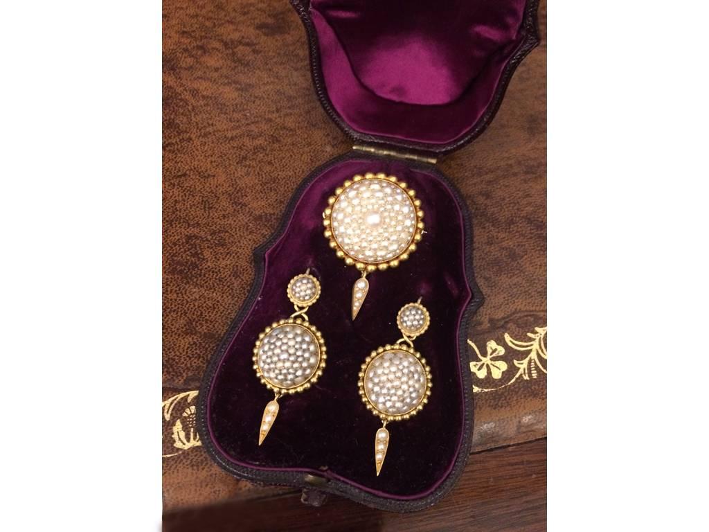 Women's or Men's Victorian Natural Pearl Suite, circa 1890 For Sale