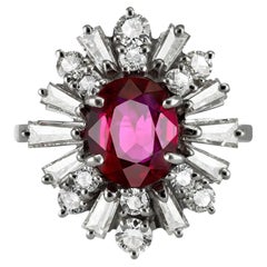 Ruby and Diamond Coronet Cluster Ring, circa 1970