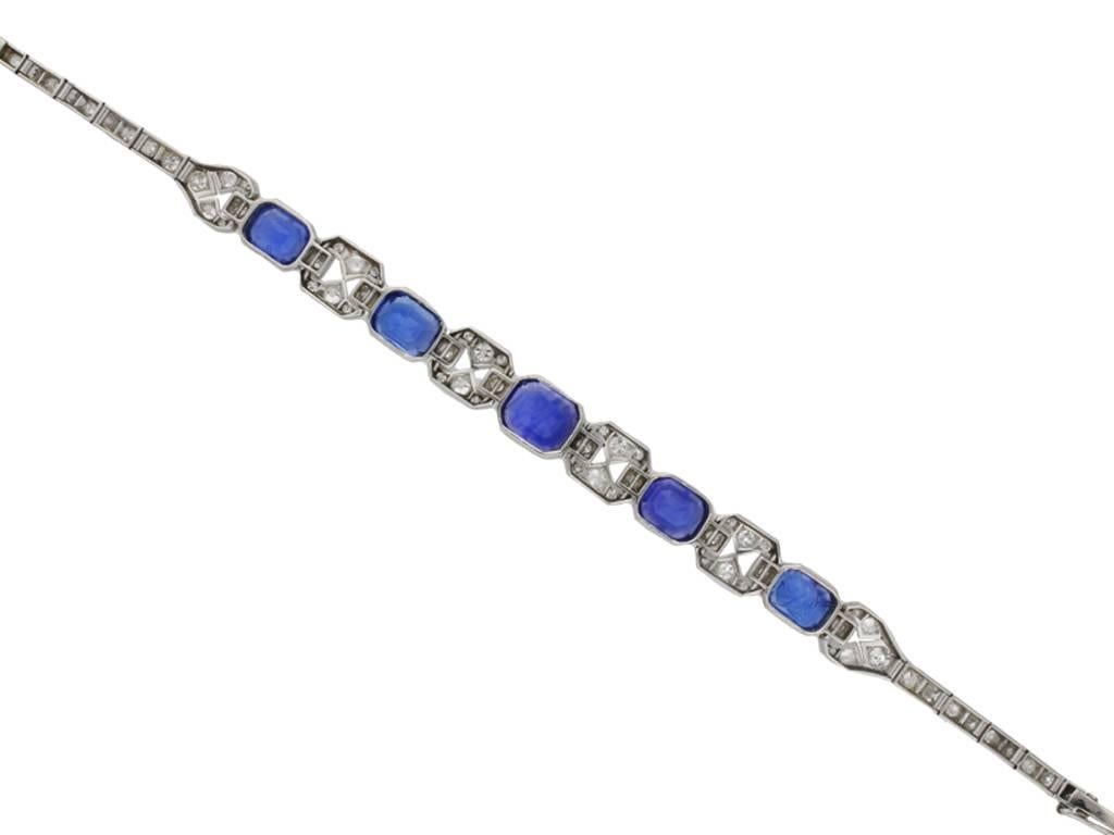 Art Deco Natural Unenhanced Sapphire Diamond Bracelet, circa 1935 For ...