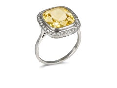 Ceylon Yellow Sapphire and Diamond Coronet Cluster Ring, circa 1920