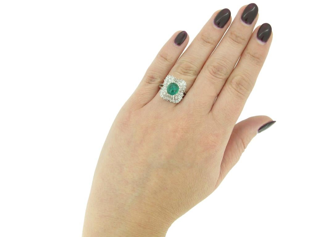 J.E.Caldwell Natural Unenhanced Emerald Cabochon and Diamond Ballerina Ring For Sale 1