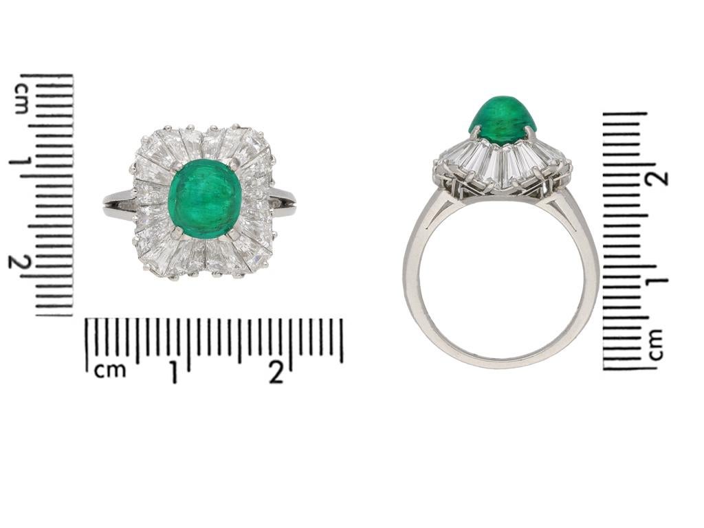 Women's J.E.Caldwell Natural Unenhanced Emerald Cabochon and Diamond Ballerina Ring For Sale