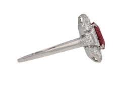 Art Deco Natural Unenhanced Burmese Ruby and Diamond Ring