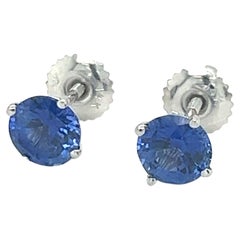 Natural Blue Sapphire 2.03 Cts Stud Earrings