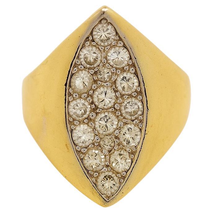 Audace anello vintage anni '70 con diamante Navette da 0,75 carati in oro massiccio 14 carati. in vendita