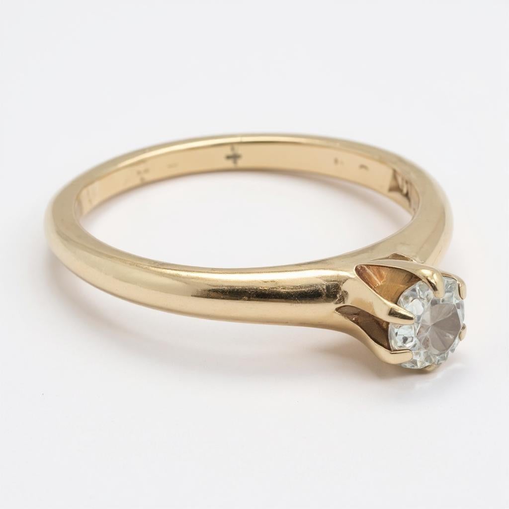 Rare bague solitaire en or jaune 14kt de H. H. Diamonds Mine, ~0.40 ct en vente 4