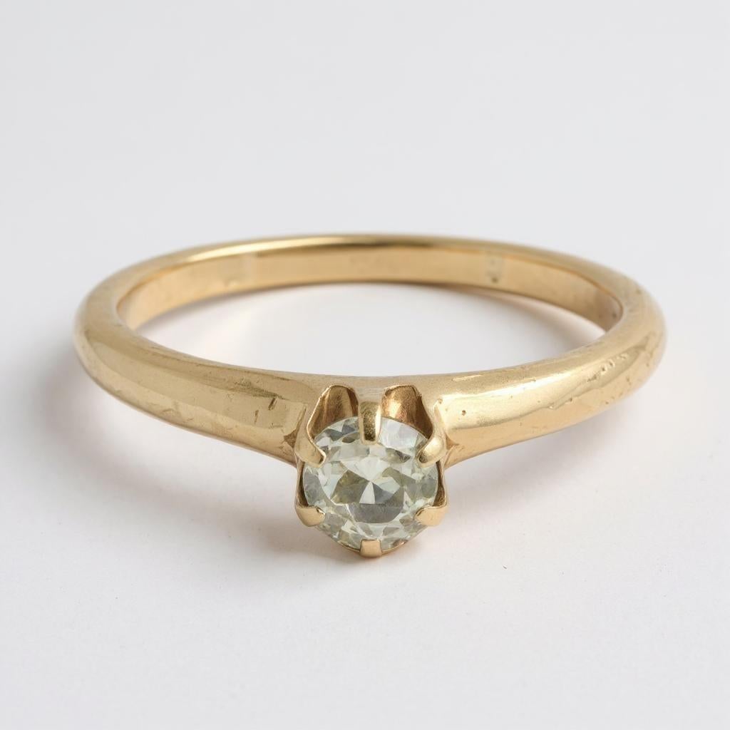 Rare bague solitaire en or jaune 14kt de H. H. Diamonds Mine, ~0.40 ct en vente 3
