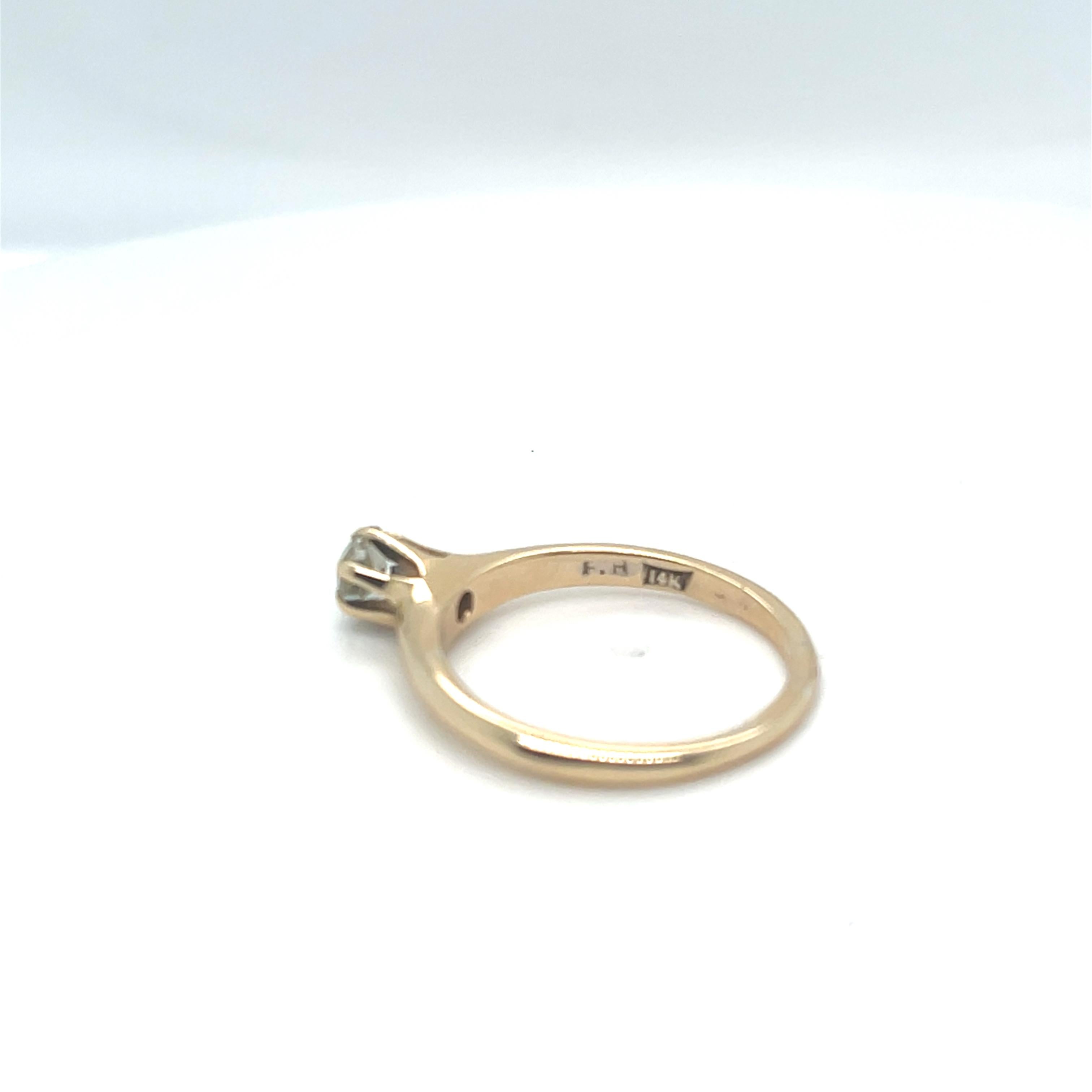 Rare bague solitaire en or jaune 14kt de H. H. Diamonds Mine, ~0.40 ct Unisexe en vente