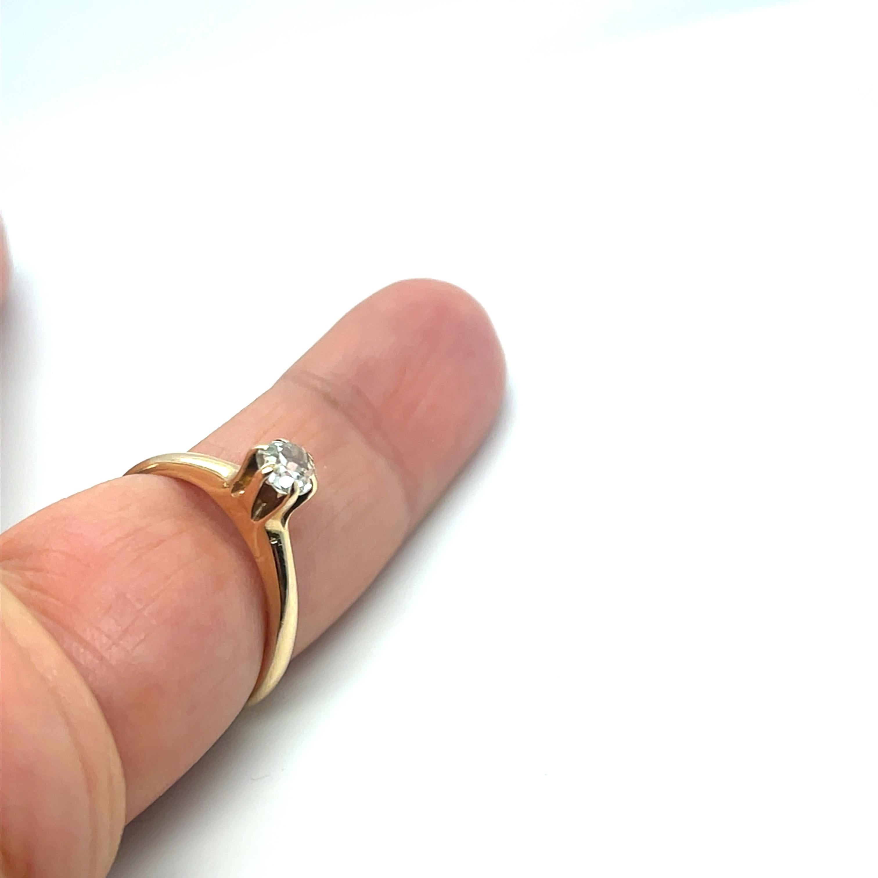 Rare bague solitaire en or jaune 14kt de H. H. Diamonds Mine, ~0.40 ct en vente 1