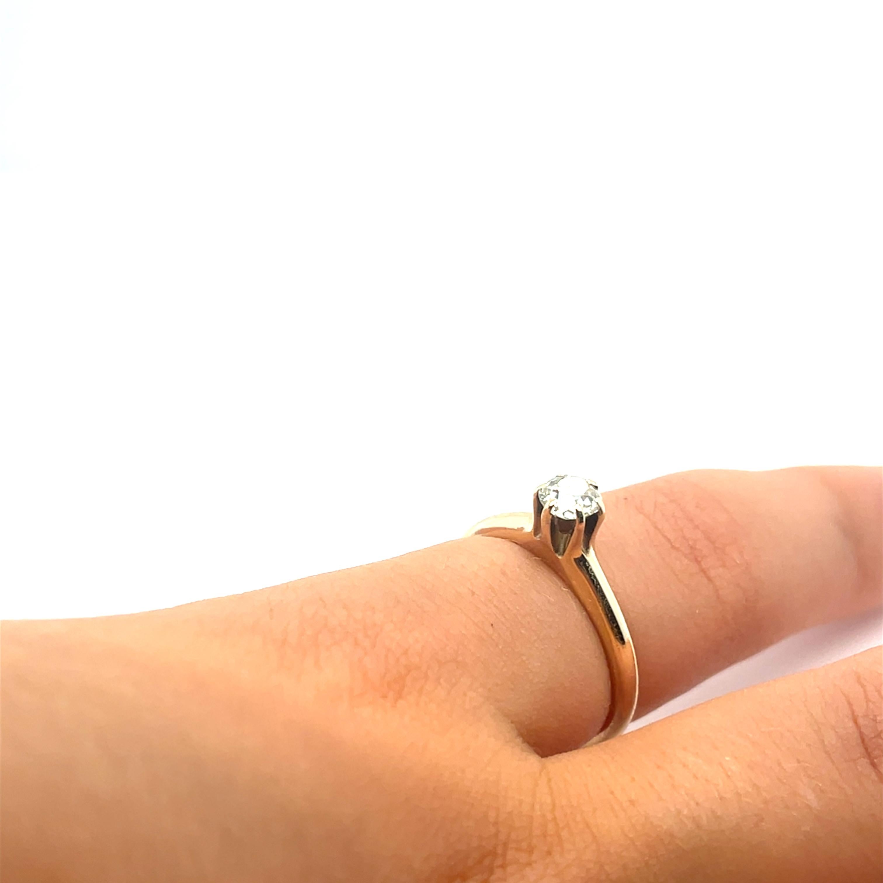 Rare bague solitaire en or jaune 14kt de H. H. Diamonds Mine, ~0.40 ct en vente 2